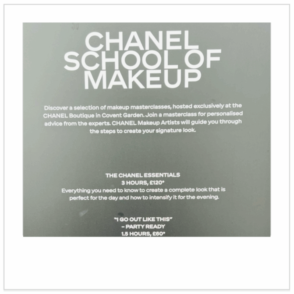 Chanel School Of Make UP, Covent Garden, London Travel